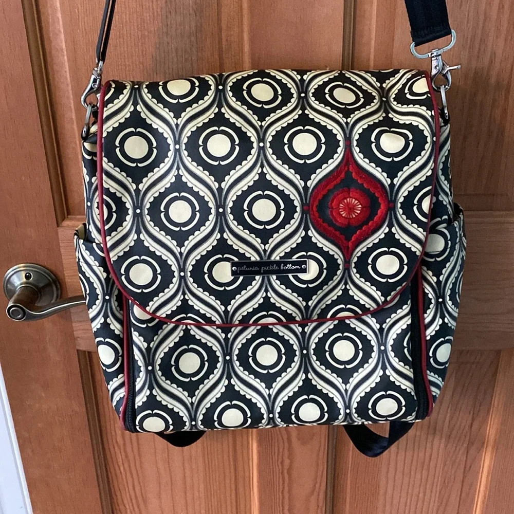 Petunia Pickle Bottom Black/Off White Geometric Backpack computer or diaper bag